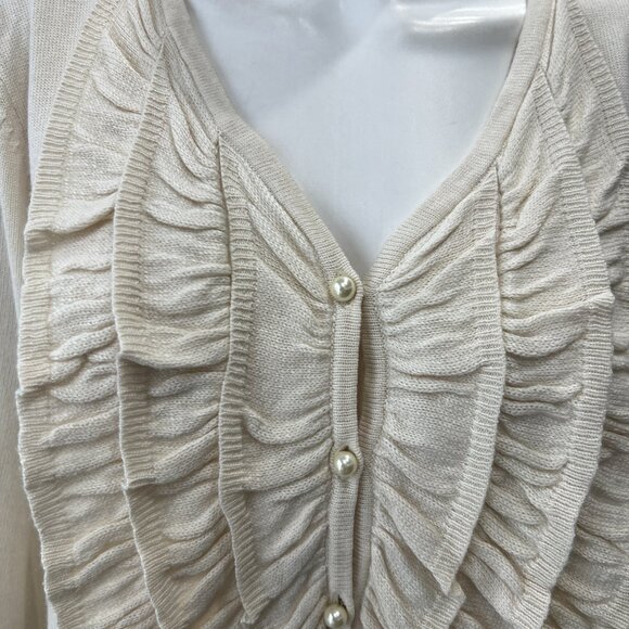 NWT Marina Rinaldi Ivory Knit Ruched Button Sweater Blouse Top size Large - Picture 2 of 8